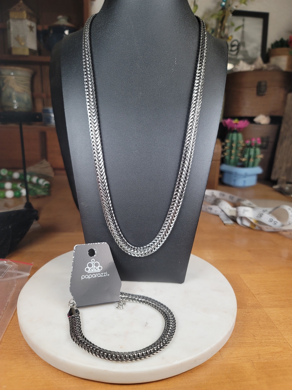 Paparazzi Silver Woven Necklace & Bracelet Set